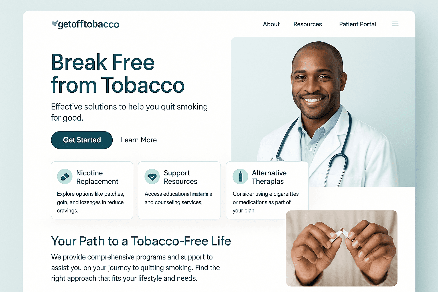 getofftobacco.com website mockup